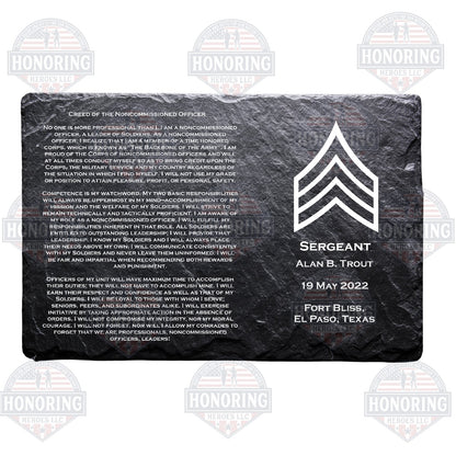 SGT - ARMY Personalized NCO Creed Engraved Slate Plate