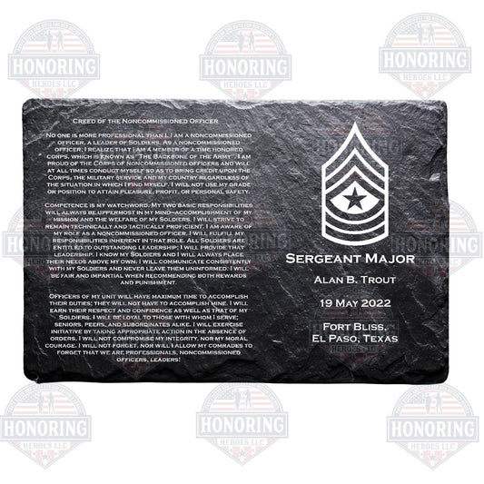 SGM - ARMY Personalized NCO Creed Engraved Slate Plate