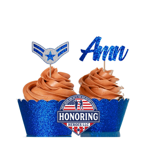 Air Force Airman - Amn - Rank and Text Cupcake Toppers