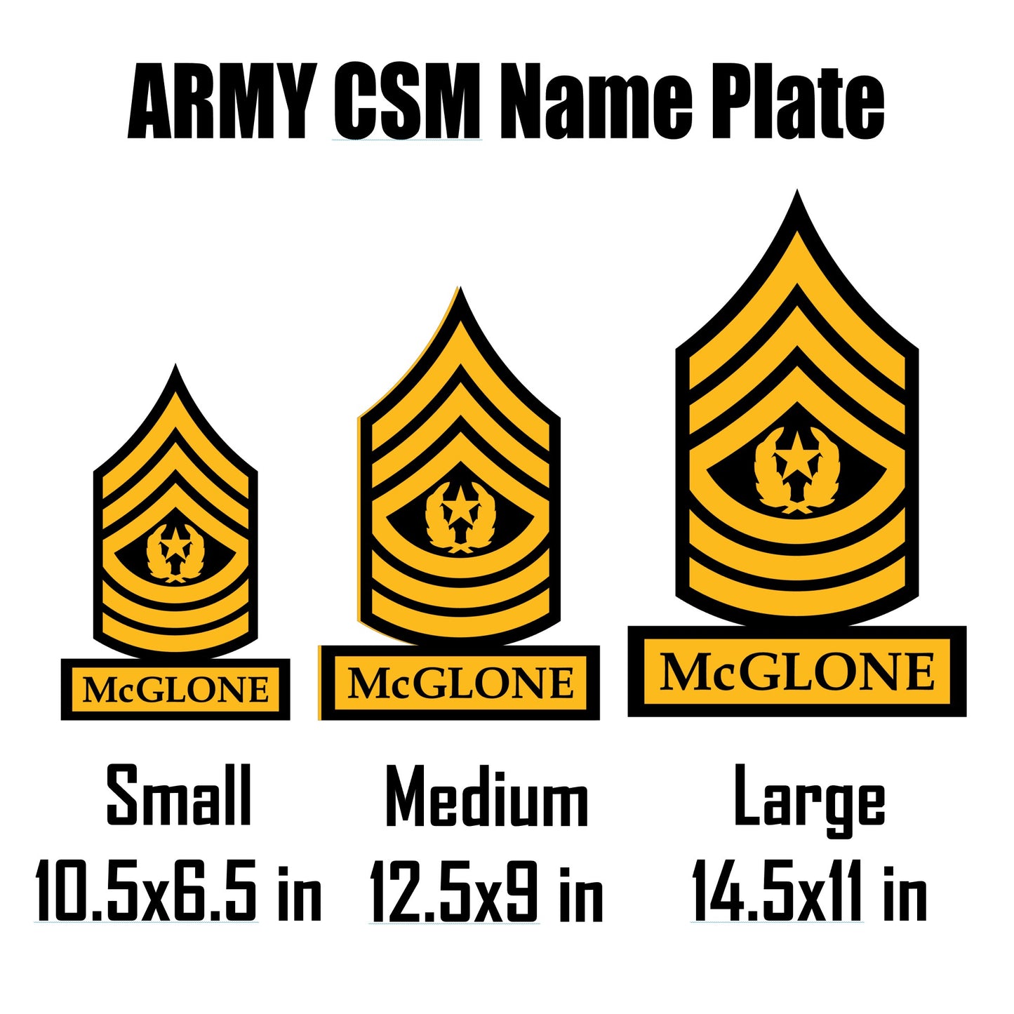 ARMY Command Sergeant Major Self Standing Rank Name Plate - CSM - E9