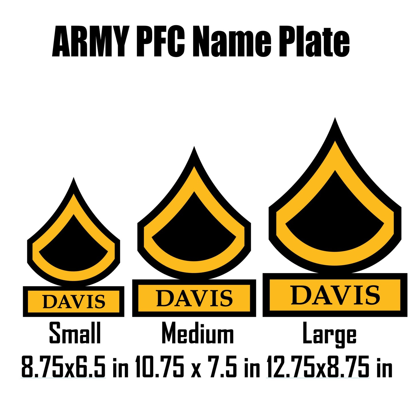 ARMY Private First Class Self Standing Rank Name Plate - PFC - E3