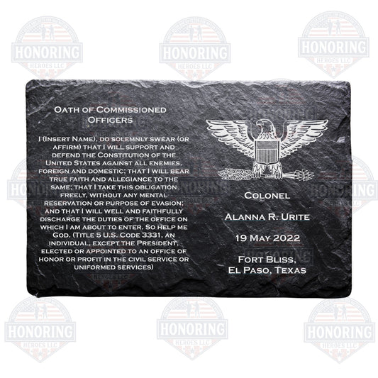 ARMY Personalized Officers Creed Engraved Slate Plate