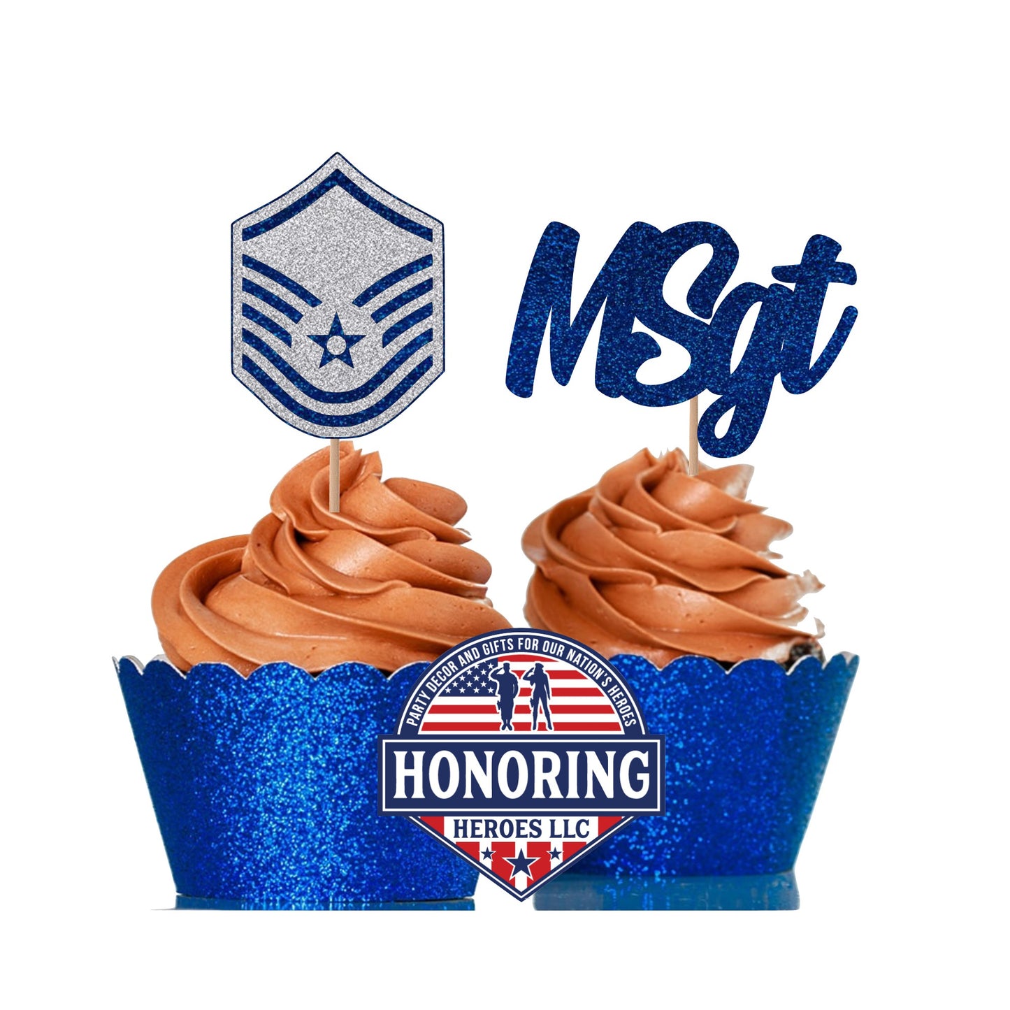 Air Force Master Sergeant - MSgt - Rank and Text Cupcake Toppers