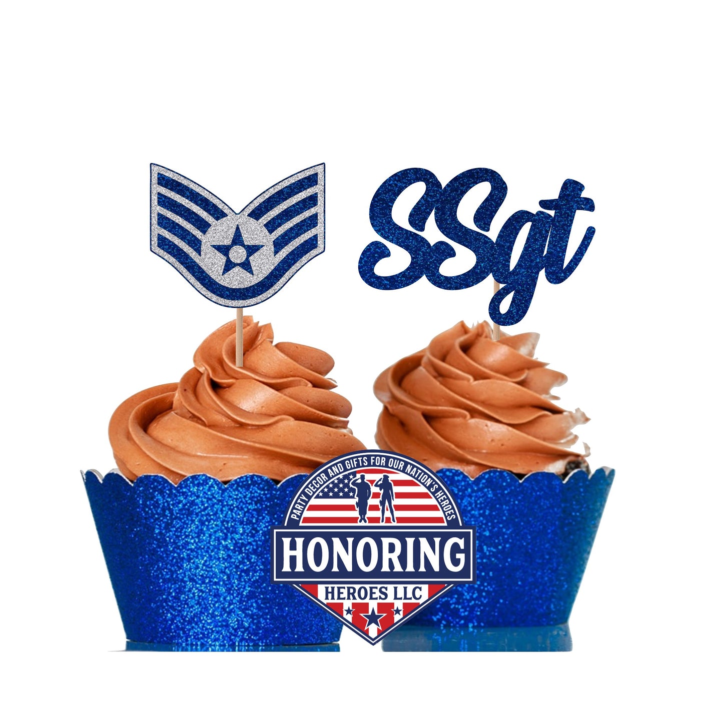 Air Force Staff Sergeant - SSgt - Rank and Text Cupcake Toppers