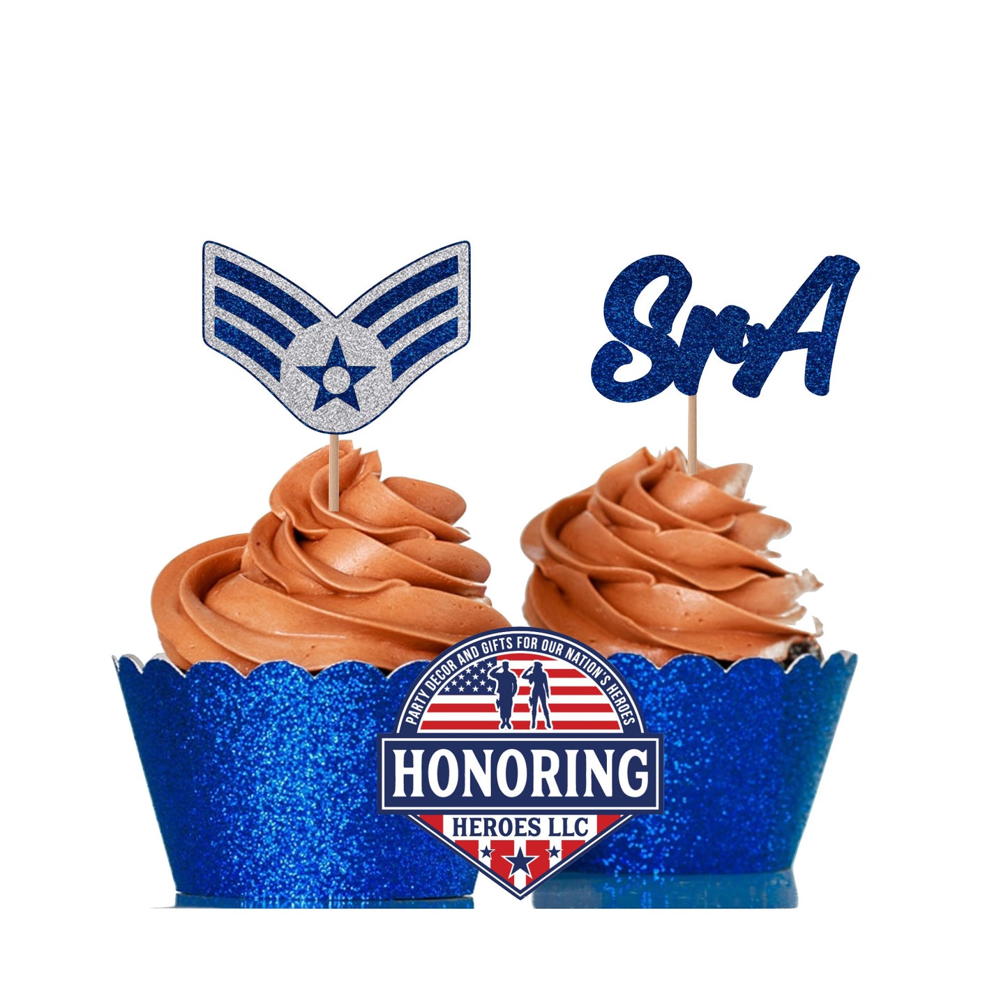 Air Force Senior Airman - SrA - Rank and Text Cupcake Toppers