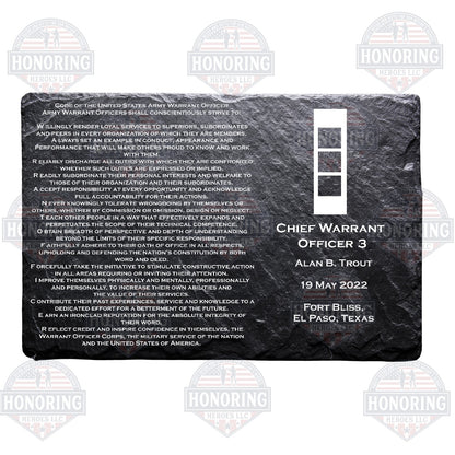 CW3 - Army Personalized Warrant Officer Creed Engraved Slate Plate