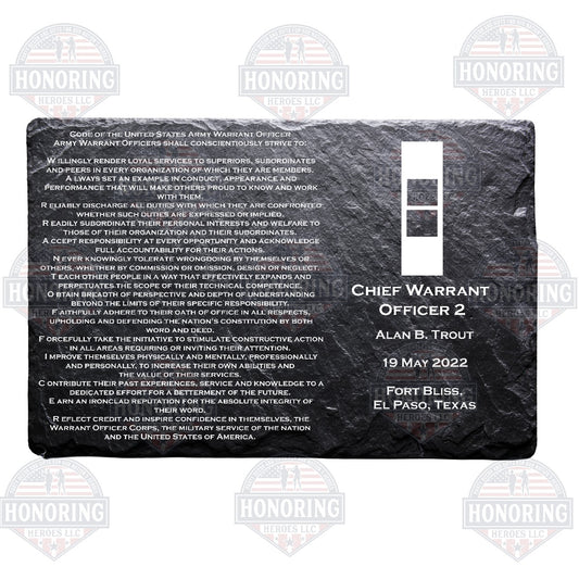 CW2 - Army Personalized Warrant Officer Creed Engraved Slate Plate