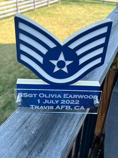 SSGT - Air Force Engraved Standing Name Plate